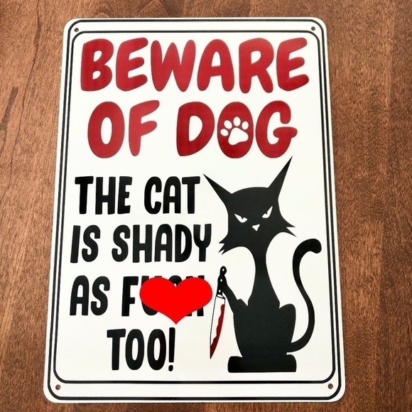 FUNNY Sign, Metal Sign Decor, Beware of Dog, Sign, Nice Condition - Picture 1 of 5